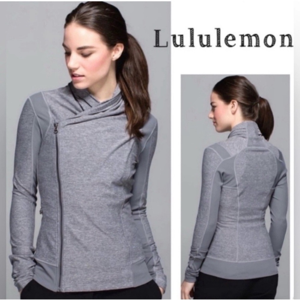 Lululemon Bhakti Yoga Asymmetrical Wrap Athleisure Zip Jacket Gray Size 2